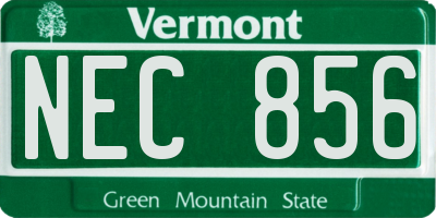 VT license plate NEC856