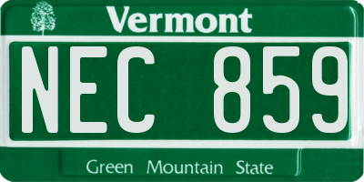 VT license plate NEC859