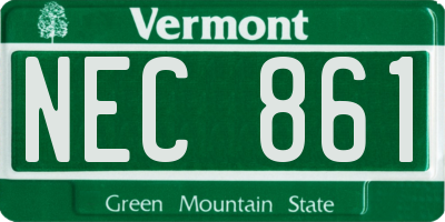 VT license plate NEC861