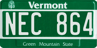 VT license plate NEC864