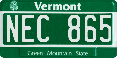 VT license plate NEC865