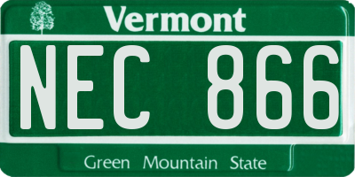 VT license plate NEC866