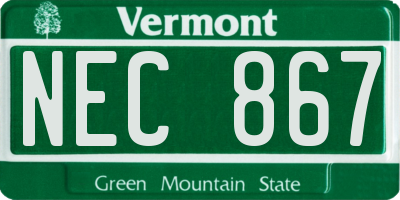 VT license plate NEC867