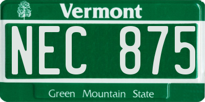 VT license plate NEC875