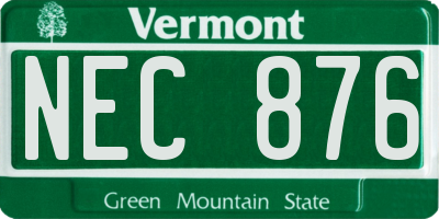 VT license plate NEC876