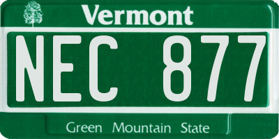 VT license plate NEC877