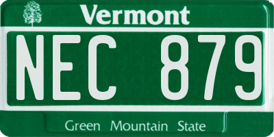 VT license plate NEC879