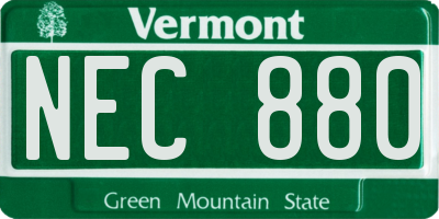 VT license plate NEC880