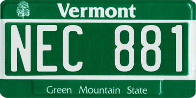 VT license plate NEC881