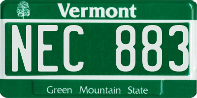 VT license plate NEC883