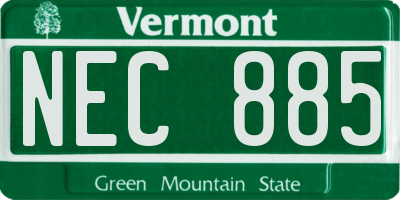 VT license plate NEC885