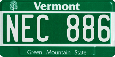 VT license plate NEC886