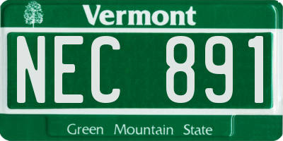 VT license plate NEC891