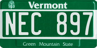 VT license plate NEC897