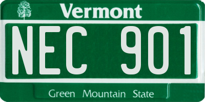 VT license plate NEC901