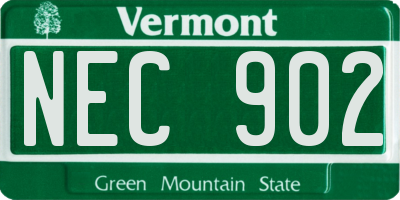 VT license plate NEC902