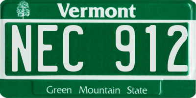 VT license plate NEC912