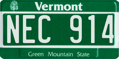 VT license plate NEC914