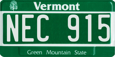VT license plate NEC915