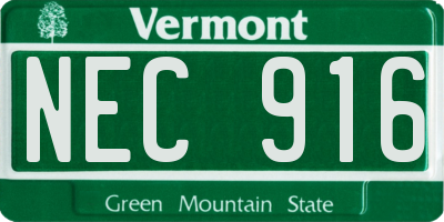 VT license plate NEC916