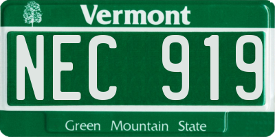 VT license plate NEC919