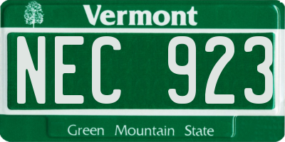 VT license plate NEC923