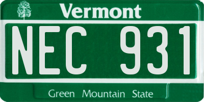 VT license plate NEC931