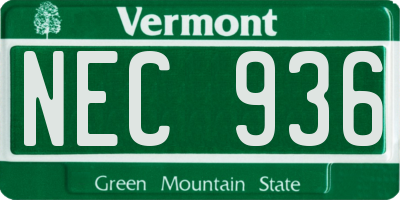 VT license plate NEC936