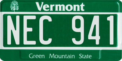VT license plate NEC941