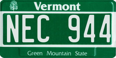 VT license plate NEC944
