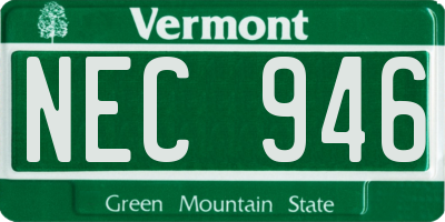 VT license plate NEC946