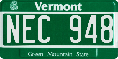VT license plate NEC948