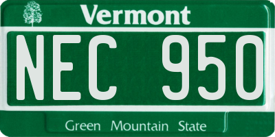 VT license plate NEC950
