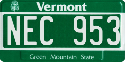 VT license plate NEC953