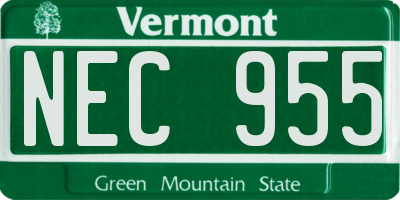 VT license plate NEC955