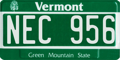 VT license plate NEC956