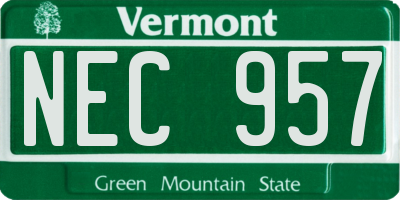 VT license plate NEC957