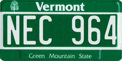 VT license plate NEC964