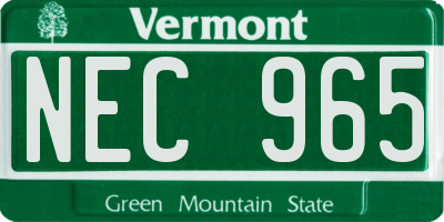 VT license plate NEC965