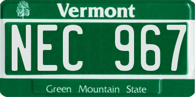 VT license plate NEC967