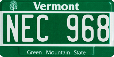 VT license plate NEC968