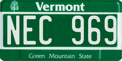 VT license plate NEC969