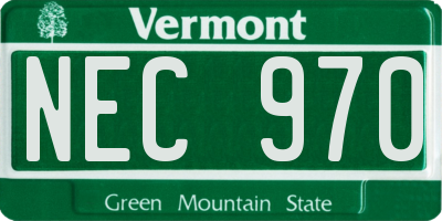VT license plate NEC970