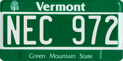 VT license plate NEC972