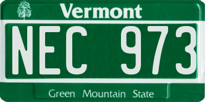 VT license plate NEC973