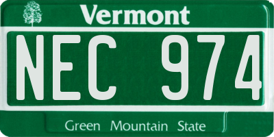 VT license plate NEC974