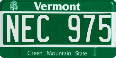 VT license plate NEC975