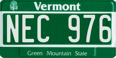 VT license plate NEC976