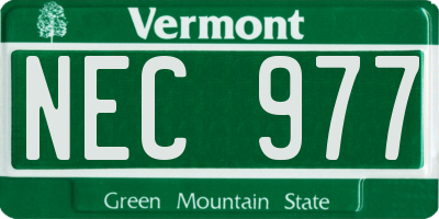 VT license plate NEC977