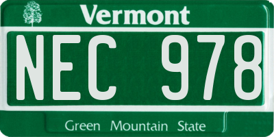 VT license plate NEC978